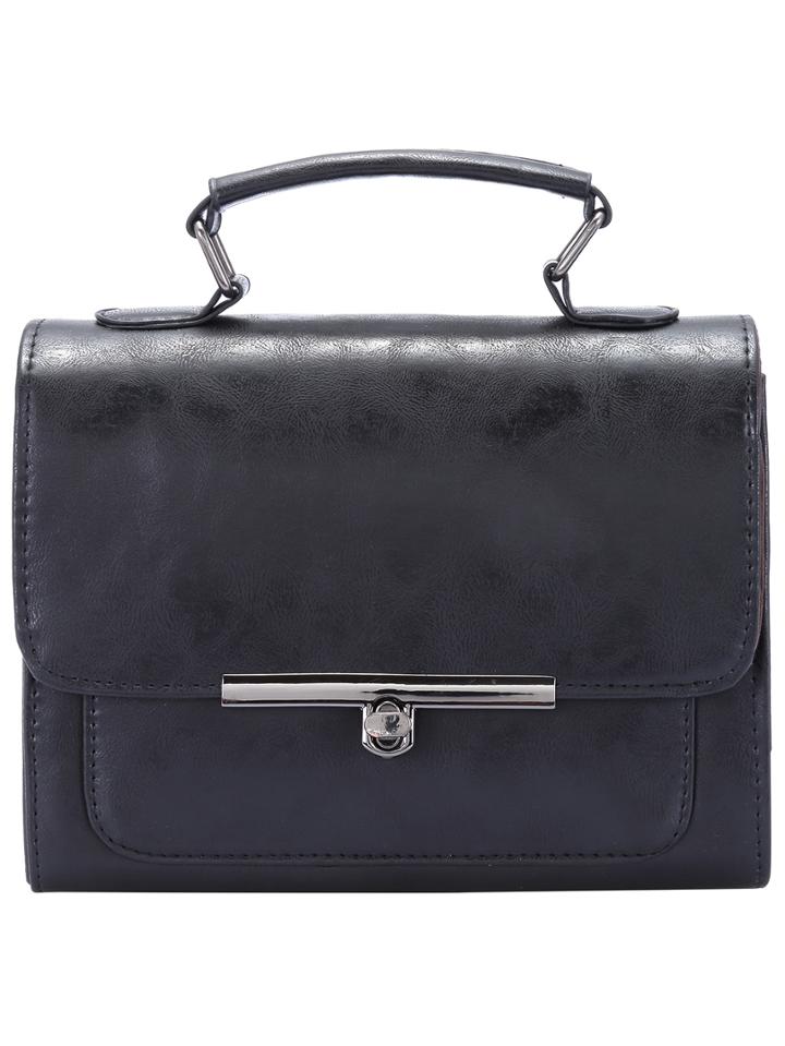 Shein Black Simple Pu Tote Bag