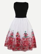 Shein Flower Embroidered Mesh Overlay Combo Dress