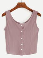 Shein Buttoned Front Ribbed Knit Crop Tank