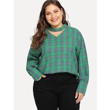 Shein Plus Plaid Print Top