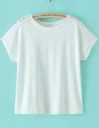 Shein White Lace Short Sleeve Loose T-shirt