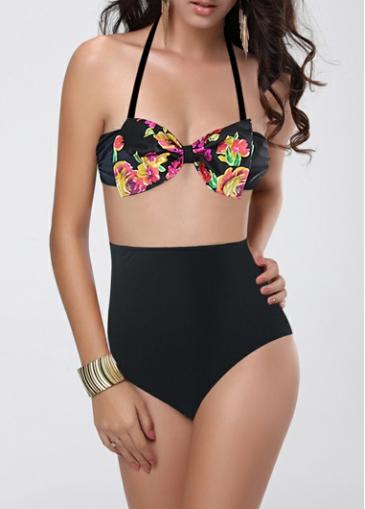 Rosewe Bow Decorated Halter Design Two Pieces Bikini