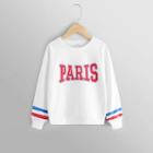 Shein Girls Varsity Striped Lettering Pullover