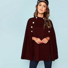 Shein Double Button Mock Poncho Coat