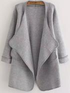 Shein Grey Long Sleeve Stitch Pocket Loose Cardigan