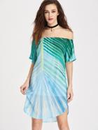 Shein Bardot Leaf Print Curved Hem Dress