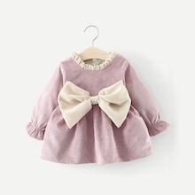 Shein Girls Bow Front Frill Trim Corduroy Dress