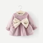 Shein Girls Bow Front Frill Trim Corduroy Dress