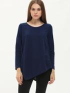 Shein Navy Long Sleeve Asymmetrical Blouse