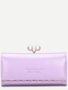 Shein Purple Embossed Letter Pearl Rhinestone Detail Clutch Bag