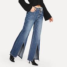 Shein Split Front Wide Leg Jeans