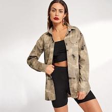 Shein Camo Single Breasted Denim Jacket