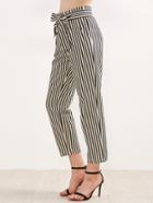 Shein Contrast Vertical Striped Self Tie Pants