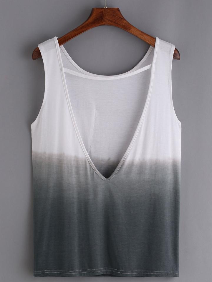 Shein Cutout Back Grey Ombre Tank Top