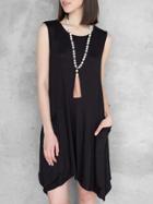 Shein Black Crew Neck Sleeveless Asymmetrical Dress