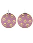 Shein Purple Skull Printed Round Big Earrings