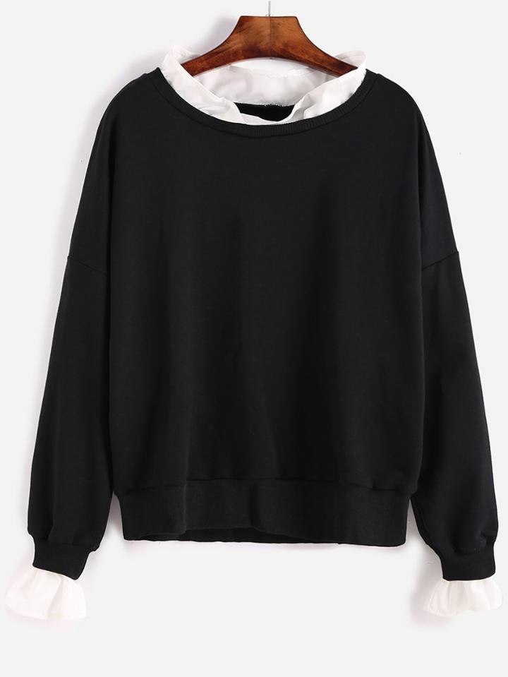 Shein Contrast Collar Drop Shoulder Sweatshirt