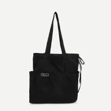Shein Knot Detail Canvas Shoulder Bag