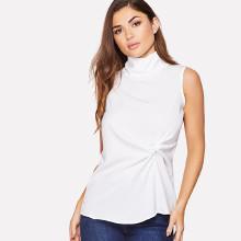Shein High Neck Twist Detail Top