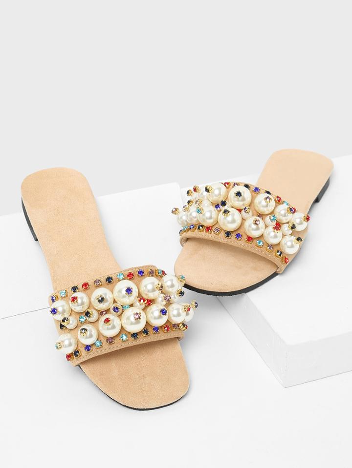 Shein Faux Pearl Flat Slides