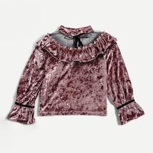 Shein Girls Contrast Lace Velvet Tee