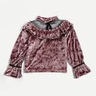Shein Girls Contrast Lace Velvet Tee