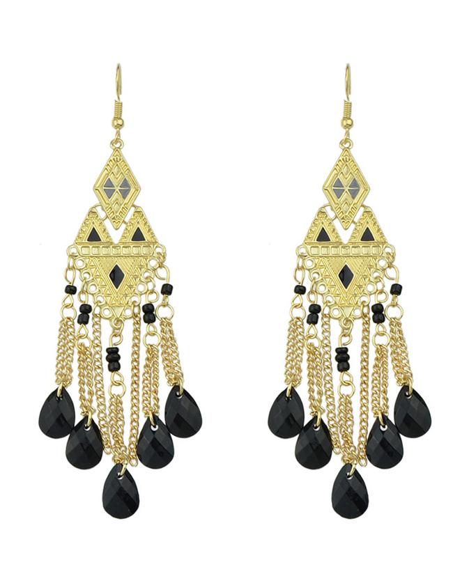 Shein Black Beads Chandelier Earrings