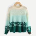 Shein Contrast Sleeve Ombre Jumper