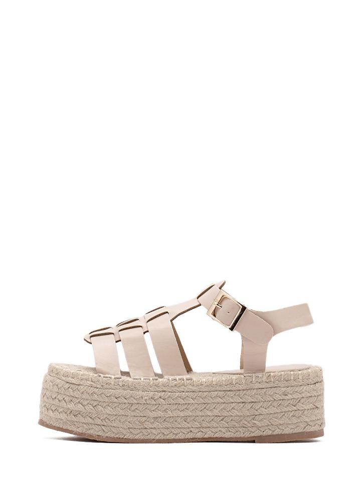 Shein Apricot Peep Toe Buckle Strap Platform Sandals
