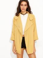 Shein Yellow Lapel 3/4 Sleeve Trench Coat