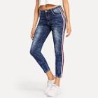 Shein Contrast Tape Crop Jeans