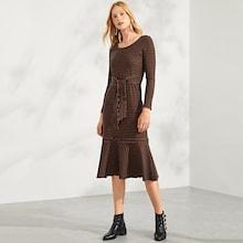 Shein Lettuce Trim Striped Dress