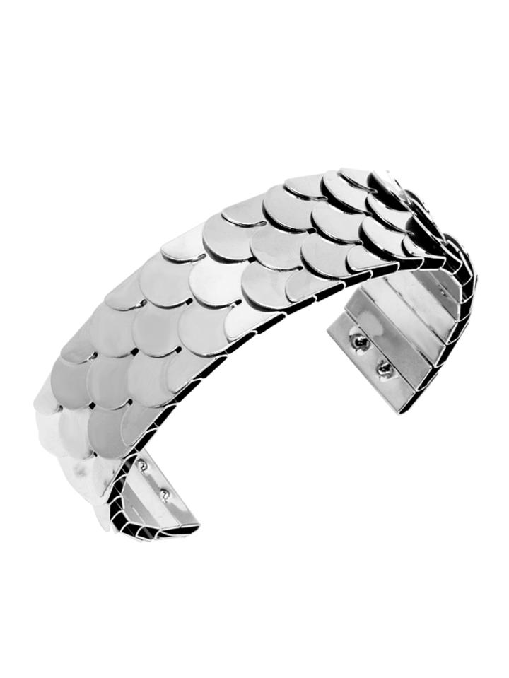Shein Shiny Silver Fish Scale Design Open Wrap Cuff