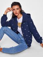 Shein Pearl Beading Quilted Hooded Jacket