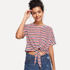 Shein Drop Shoulder Knotted Tee