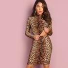 Shein Mock-neck Leopard Top & Skirt Set