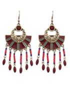 Shein Red Beads Big Chandelier Earrings