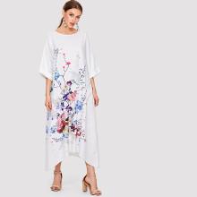 Shein Botanical Print Hanky Hem Dress