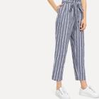 Shein Self Belted Striped Tapered Pants