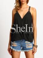 Shein Black Spaghetti Strap Wrap Front Cami Top