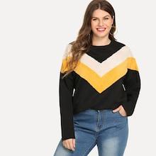 Shein Plus Fluffy Chevron Panel Sweatshirt