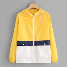 Shein Color Block Hooded Zip Up Jacket