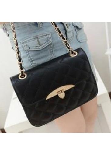 Rosewe Black Brief Rhombus Embossing Shoulder Bag