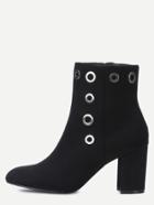 Shein Black Faux Suede Point Toe Chunky Boots