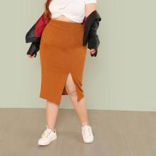 Shein Plus Rib Knit Pencil Skirt