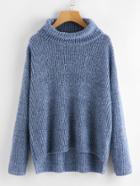 Shein Dip Hem Turtle Neck Sweater