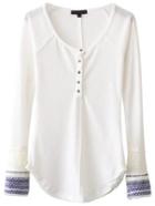 Shein White Contrast Cuff Button Up Curved Hem Knitwear