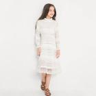Shein Girls Lace Overlay High Neck Solid Dress