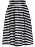 Shein Black White High Waist Striped Flare Skirt