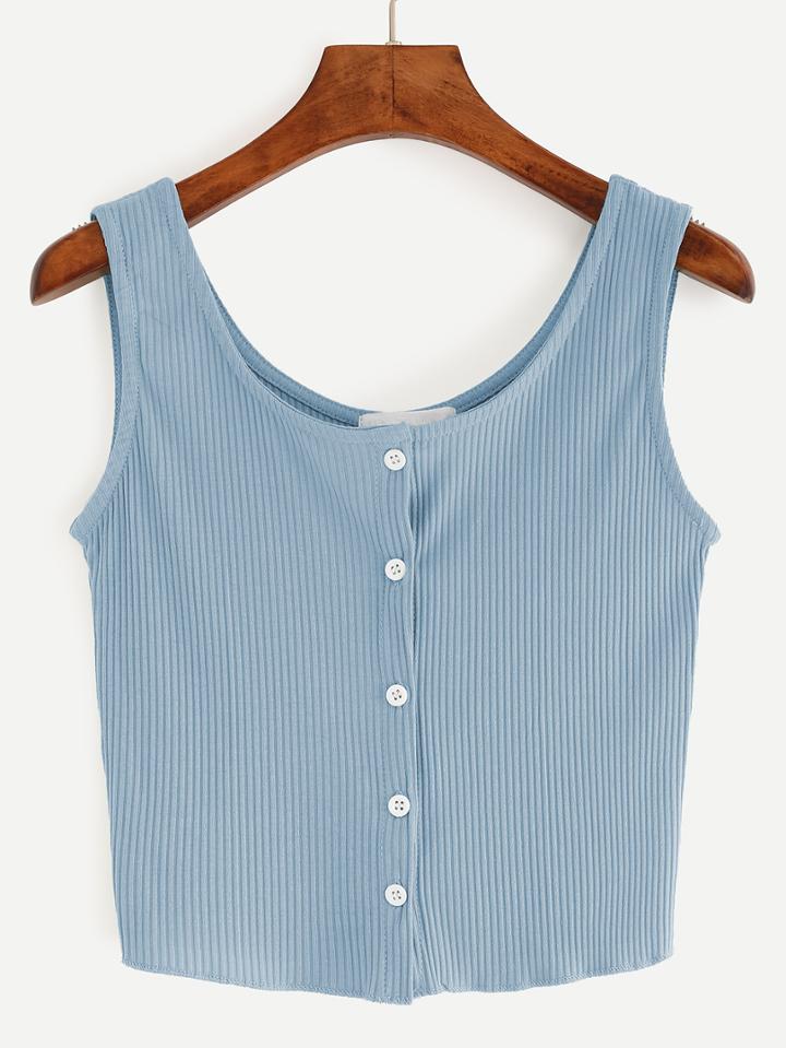 Shein Button Front Ribbed Tank Top